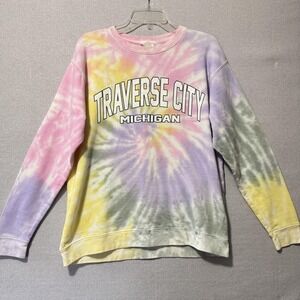 Dreamside Sweatshirt Womens Medium Tie Dye‎ Traverse City Michigan Crewneck